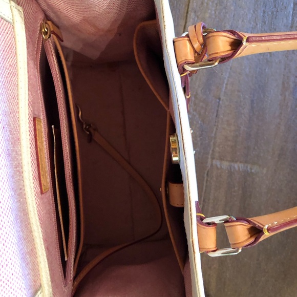 Dooney & Bourke White and Tan Leather Satchel Bag - Picture 6 of 13